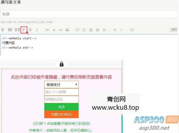 付费阅读自媒体插件源码 文章付费阅读Typecho插件源码 主要提供阅读付费功能网赚项目-副业赚钱-互联网创业-资源整合歪妹网赚