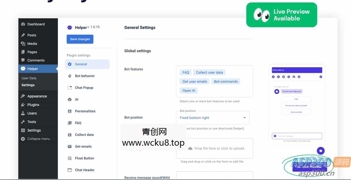 WordPress 插件 OpenAI 聊天机器人 – Helper助手破解版 1.0.18