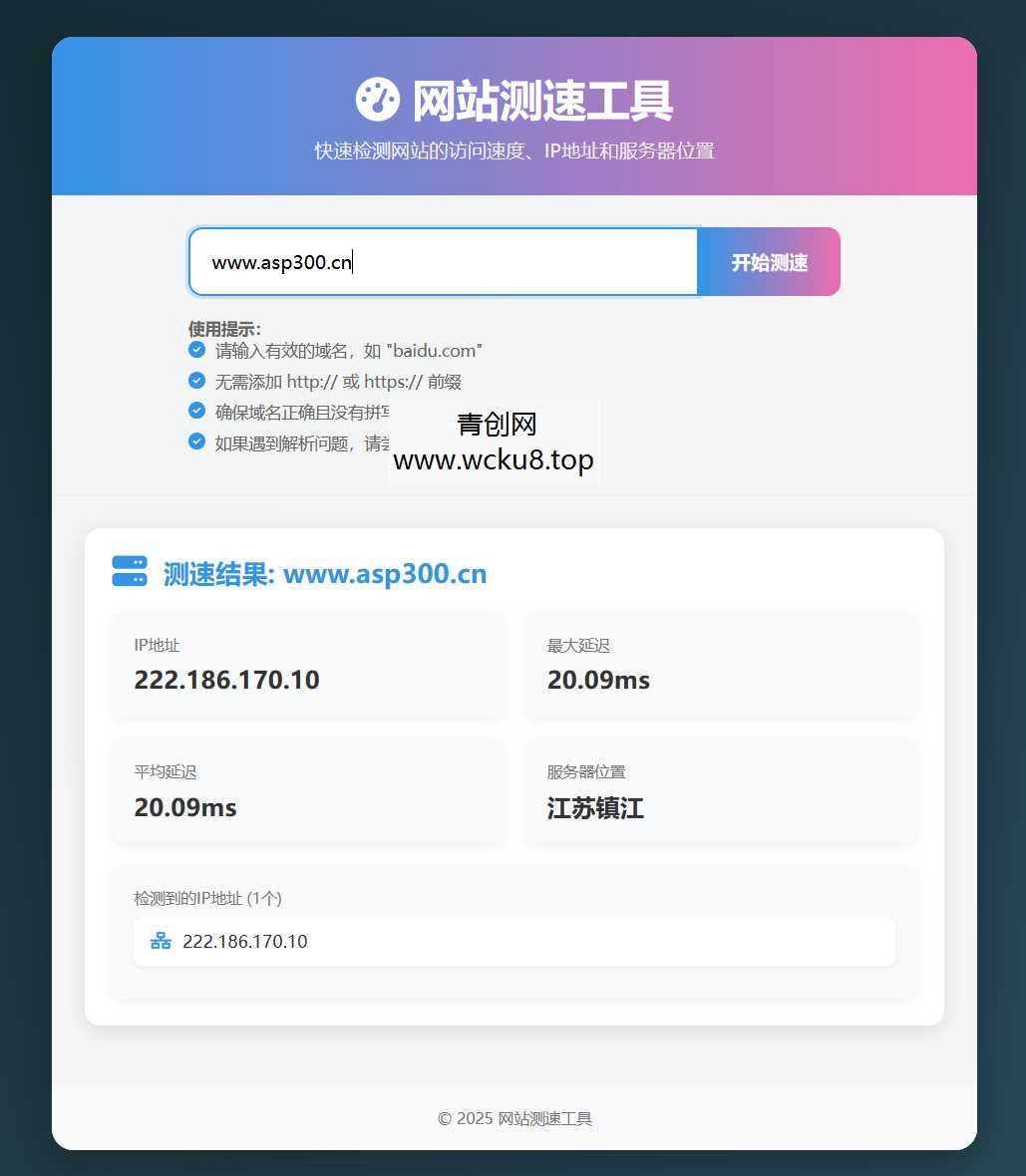 HTML源码 网站精准测速IP